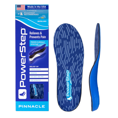 PowerStep Pinnacle Insoles - Orthotics for Plantar Fasciitis Relief – Made in USA Orthotic Insoles for Arch Support with Moderate Pronation - #1 Podiatrist Recommended (M 11-11.5 W 13-13.5)